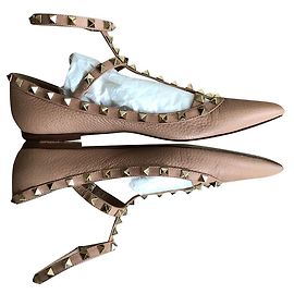Valentino Garavani Valentino Rockstud Caged Ballet Flats Beige