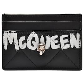 Alexander Mcqueen-Card Holder in Black Leather calf leather-Black