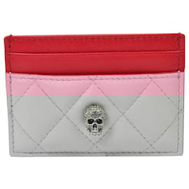 Alexander Mcqueen-Pave Sk.Card Holder in Pink Leather-Pink