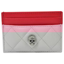 Alexander Mcqueen-Pave Sk.Card Holder in Pink Leather-Pink