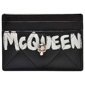 Alexander Mcqueen-Card Holder in Black Leather calf leather-Black