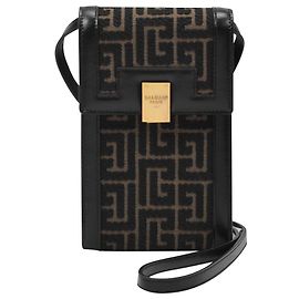 Balmain 1945 Capa para smartphone em Jacquard Khaki Monogram Carne
