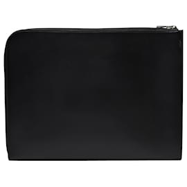 Alexander Mcqueen-A4 Zip Pouch in Black Leather-Black