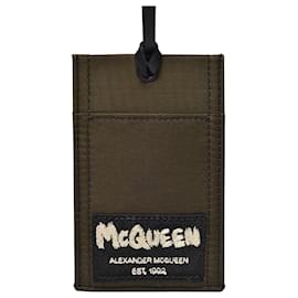 Alexander Mcqueen-Card Holder in Khaki Polyester-Flesh