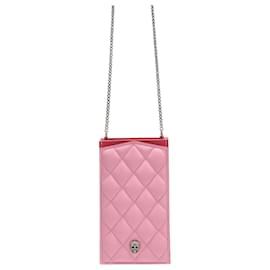 Alexander Mcqueen-Pave Sk. Phone Holder in Pink Leather-Pink