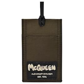 Alexander Mcqueen-Card Holder in Khaki Polyester-Flesh