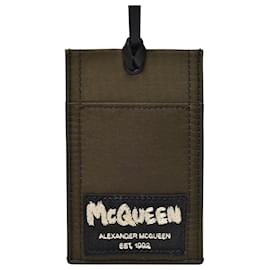 Alexander Mcqueen-Card Holder in Khaki Polyester-Flesh