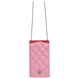 Alexander Mcqueen-Pave Sk. Phone Holder in Pink Leather-Pink