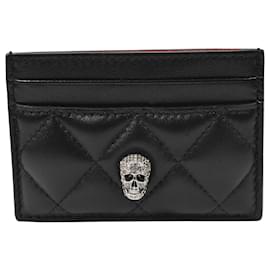 Alexander Mcqueen-Pave Sk.Card Holder in Black Leather-Black