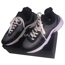 Chanel-Sneakers-White,Grey,Dark grey