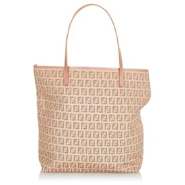 Fendi-Fendi Pink Zucchino Canvas Tote Bag-Pink