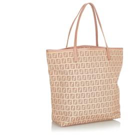 Fendi-Fendi Pink Zucchino Canvas Tote Bag-Pink