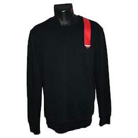 Suéter Prada negro de algodón con raya roja Negro