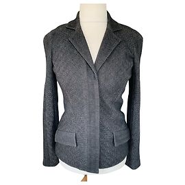 Diane Von Furstenberg DvF Herringbone Tweed Jacket Georgica Grey