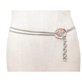 CINTURÓN CADENA CHANEL CAMELIA 75 a 85 CINTURÓN CADENA STRASS METAL PLATA CM Plata