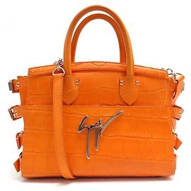 BOLSA GIUSEPPE ZANOTTI G17 BOLSA BANDOULIERE EM COURO DE CROCODILO Laranja