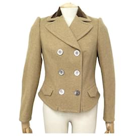Ralph Lauren-NEYF JACKET RALPH LAUREN M 8 US 38 FR EN WOOL BROWN WOOL JACKET VEST NEW-Brown