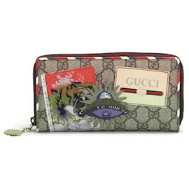 Gucci-Gucci GG Supreme Courrier Long Wallet in beige coated/waterproof canvas-Beige