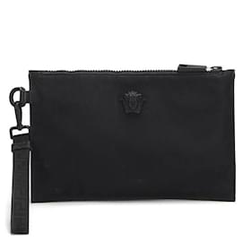 Versace-Versace Medusa Nylon Clutch Bag in black nylon-Black