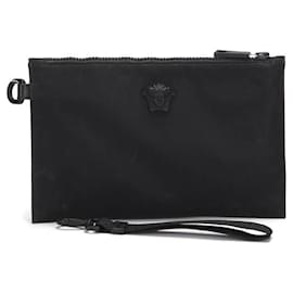 Versace-Versace Medusa Nylon Clutch Bag in black nylon-Black
