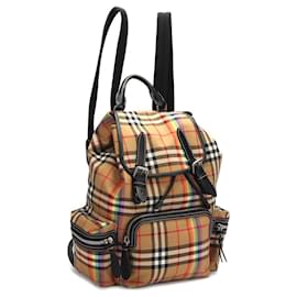 Burberry-Burberry Vintage Check Rainbow Canvas Backpack in beige canvas-Beige