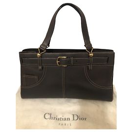 Sac à main Dior en cuir marron Marron