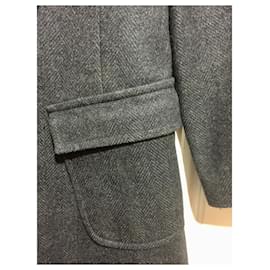 Paul & Joe-Herringbone asymmetric coat-Grey,Dark grey