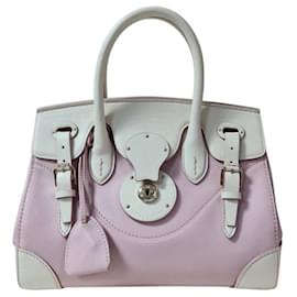 Ralph Lauren-Ralph Lauren Ralph Lauren Off White/Blush Pink Leather Ricky Top Handle Bag-Multicolore