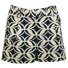 Diane von Furstenberg DVF Naples Weiß Blau Sommer Shorts Hose Hosengröße 6 Weiß Blau