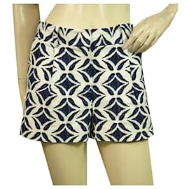 Diane Von Furstenberg-Diane von Furstenberg DVF Nápoles Branco Azul Summer Shorts Calças Calças tamanho 6-Branco,Azul