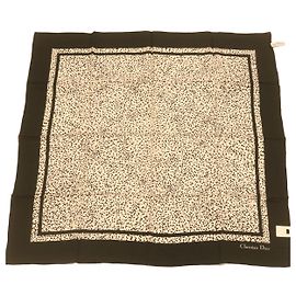 Christian Dior Sciarpa Seta Nera Autentica 24729 Nero