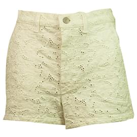 Isabel Marant Etoile-Isabel Marant Etoile Crema Broderie Lace Summer Shorts Pantalones Talla 38-Blanco
