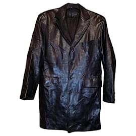 Ventcouvert-Jone Lamb Leather Soft Black Leather Coat-Black