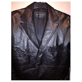 Ventcouvert-Jone Lamb Leather Soft Black Leather Coat-Black