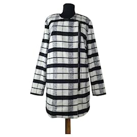 Gestuz Mathilde Tartan Mantel Schwarz Weiß Schwarz Weiß