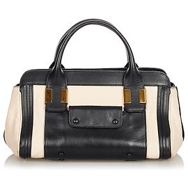 Chloé Chloe Black Alice Leather Handbag Brown Black Beige