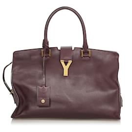 Yves Saint Laurent Sac à main en cuir marron YSL Cabas Chyc Marron Marron foncé