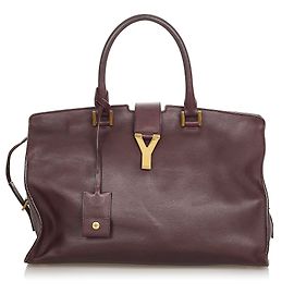 Yves Saint Laurent Bolsa de couro YSL marrom Cabas Chyc Marrom Castanho escuro