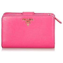 Prada Vitello Move Kompakte Geldbörse in Rosa Pink