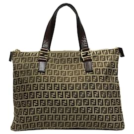 Fendi-Fendi Brown Zucchino Canvas Tote Bag-Brown,Beige