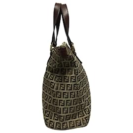 Fendi-Fendi Brown Zucchino Canvas Tote Bag-Brown,Beige