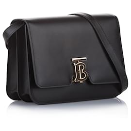Burberry-Burberry Black TB Leather Crossbody Bag-Black