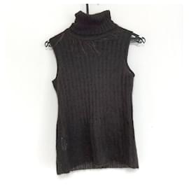 Fendi-[Used] FENDI Sleeveless Sweater Size 40 M Ladies Dark Brown Turtleneck-Dark brown