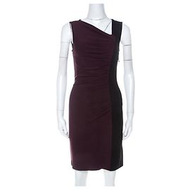 Diane Von Furstenberg Vestido bicolour DvF Gladys Preto Roxo escuro