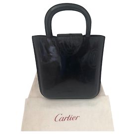Cartier Handtasche schwarzes Lackleder Schwarz