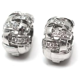 Tiffany & Co-PENDIENTES TIFFANY & CO VANNERIE BASKET TEJIDO ORO BLANCO Y DIAMANTES-Plata