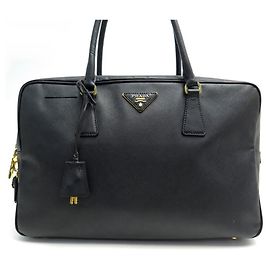SAC A MAIN PRADA SACOCHE BL0094 CABAS CUIR SAFFIANO NOIR LEATHER HANDBAG Noir