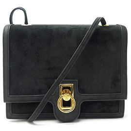 Hermès BORSA A MANO HERMES VINTAGE 1978 PORTAFOGLIO IN PELLE SCAMOSCIATA E CAMOSCIO NERO Nero