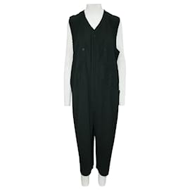 Issey Miyake-Dark Green Pleated Jumpsuit with Front Zipper-Green