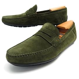 JM Weston-NEW JM WESTON LOAFERS AJACCIO SHOES 10 44 IN GREEN SUEDE STICKERS-Green